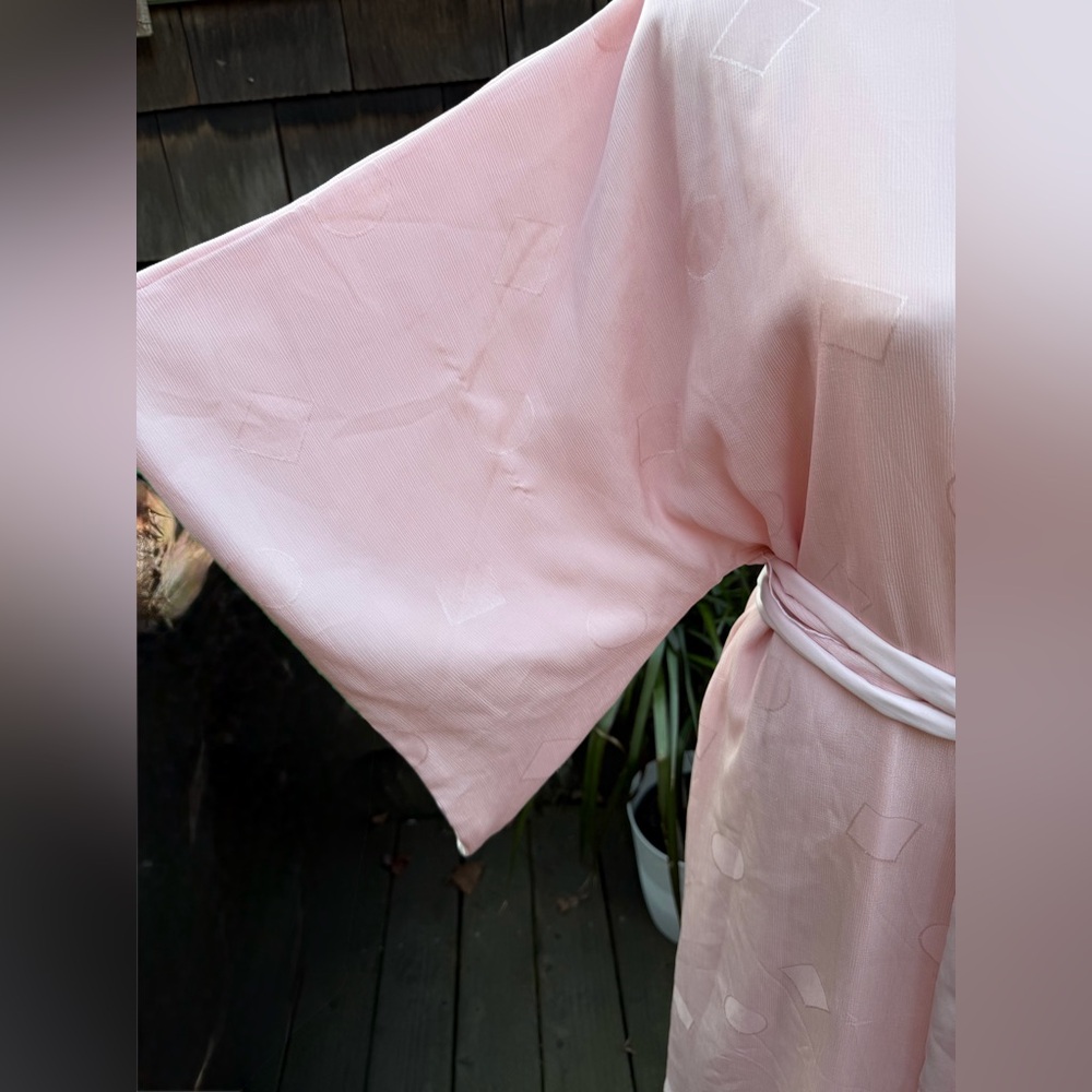 Vintage Flo Weinberg Maxi Soft Pink Hostess Dress Kaftan Lined With Tie Sz S/M View 4